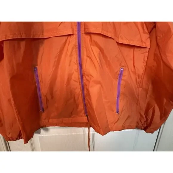 Vintage 90s Golden Bear Windbreaker Jacket Neon Orange Nylon Purple Accents S - Picture 8 of 11